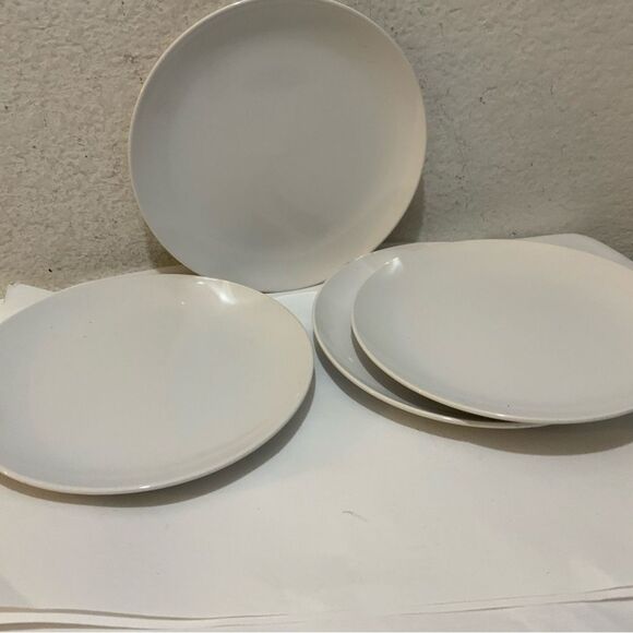 4 WHITE IKEA OF SWEDEN SALAD  PLATES 12011 SOLID DESIGN 8.25  INCHES B7 - Picture 2 of 5